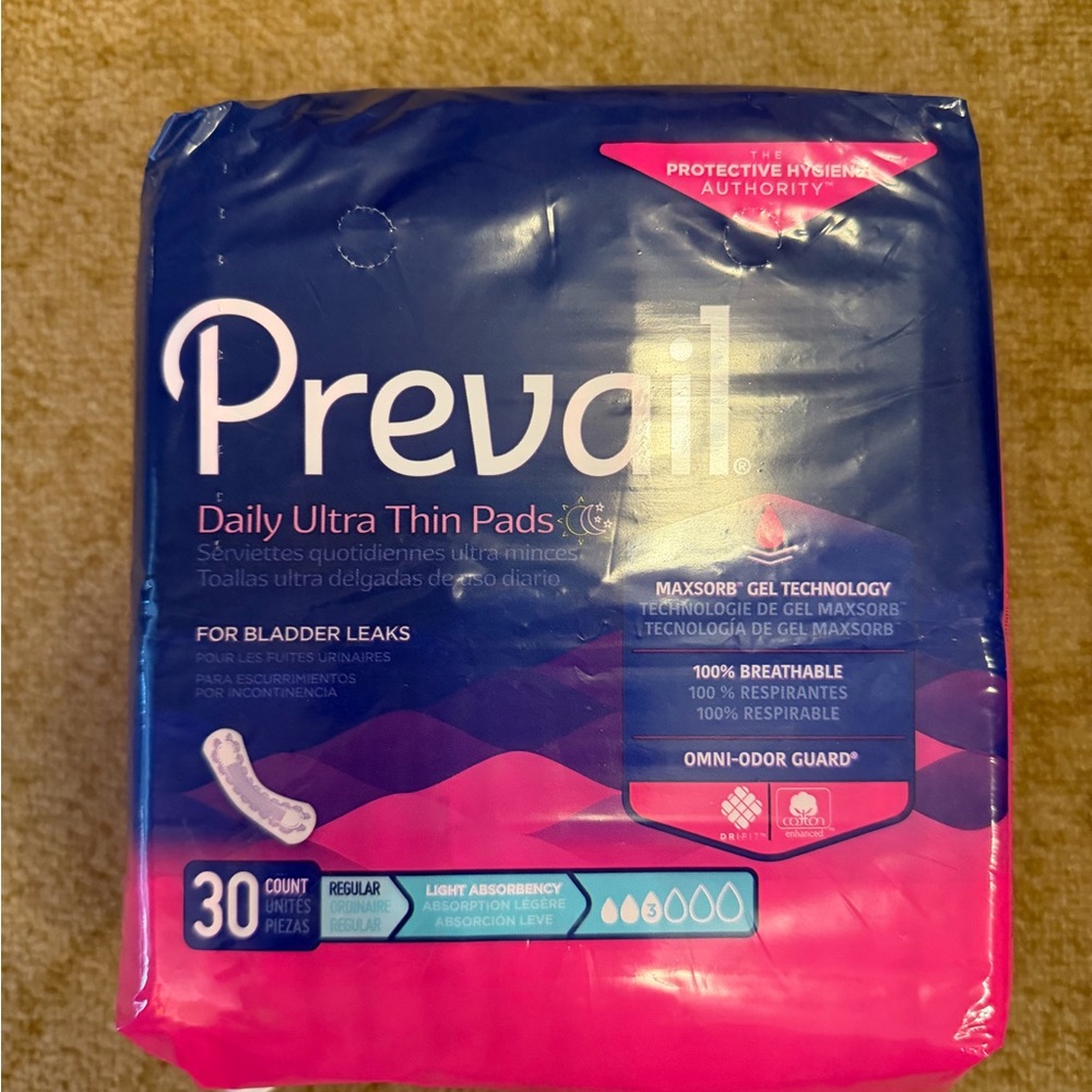 Prevail DailyUltra Thin Women's  Bladder Control Pads  Regular #3 / 30ct.